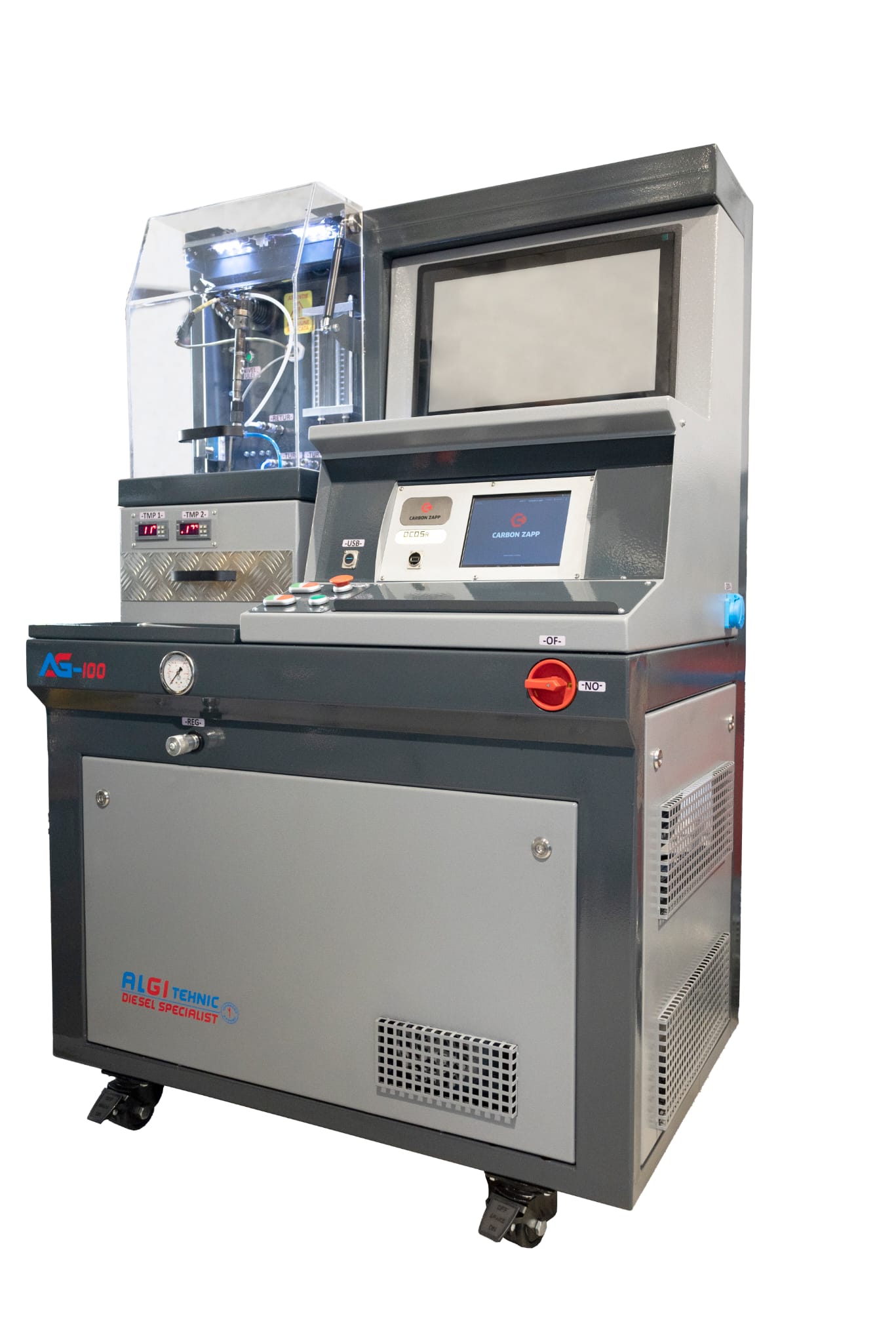 Banc de testare injectoare AG-100 - vedere diagonală dreapta - produs ALGITEHNIC